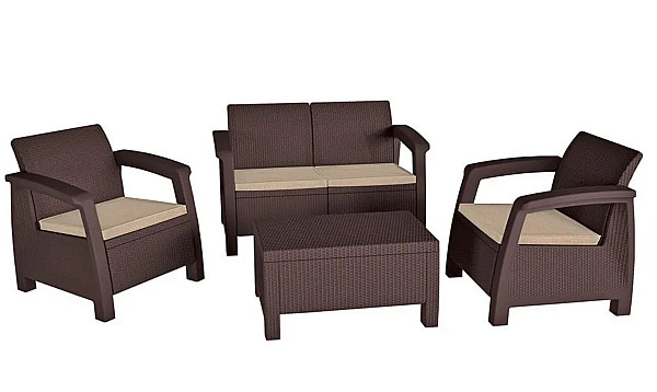 Комплект садових меблів із ротангу Keter Bahamas Коричневий-0