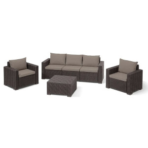 Комплект садовой мебели из ротанга Allibert California 3 Set Коричневый