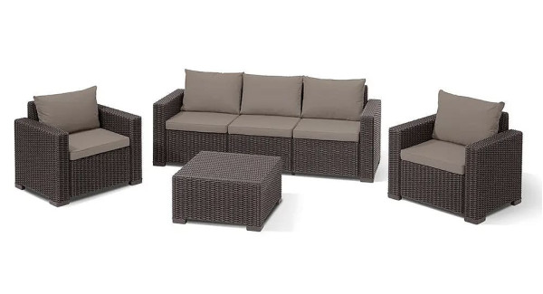 Комплект садовой мебели из ротанга Allibert California 3 Set Коричневый-0