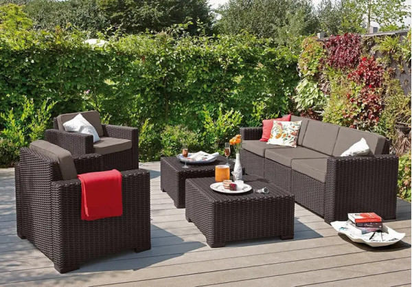 Комплект садовой мебели из ротанга Allibert California 3 Set Коричневый-1