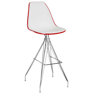 Барный стул Tilia Eos-X Красный/Белая слоновая кость Ножки хром