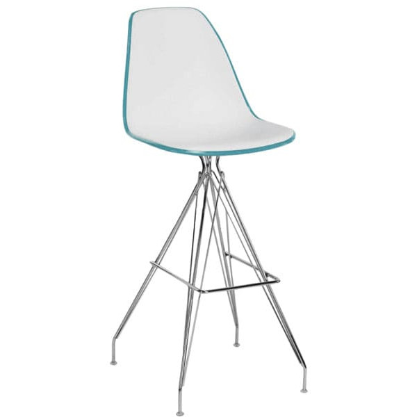 Барный стул Tilia Eos-X Зеленая нефть/Белая слоновая кость Ножки хром-0