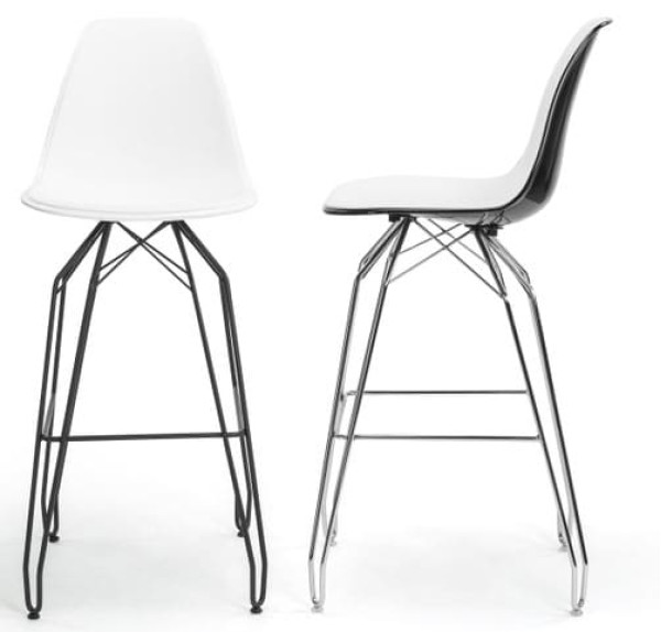 Барний стілець Tilia Eos-M Чорний/Біла слонова кістка Ніжки хром-3