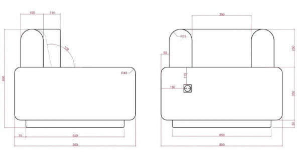 Крісло зі столиком Plump Чорний-8
