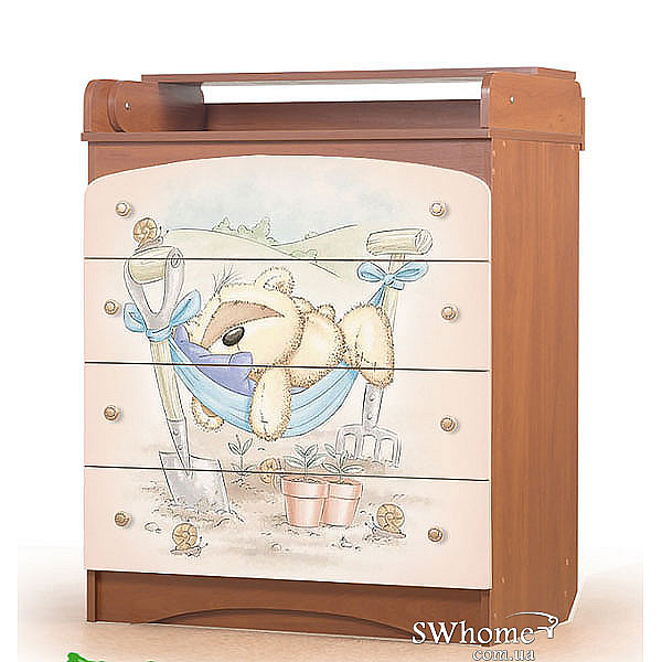 Комод пеленальний Вальтер Ведмедик Фозі Вишня - ваніль Комод пеленальний Вальтер Ведмедик Фозі Вишня - ваніль-0