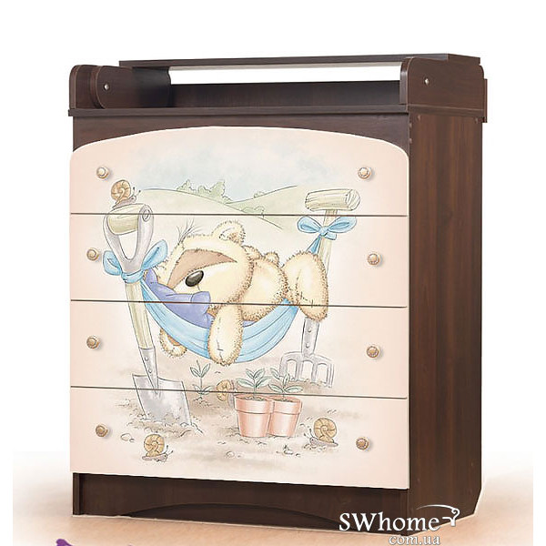 Комод пеленальний Вальтер Ведмедик Фозі Горіх темний - ваніль Комод пеленальний Вальтер Ведмедик Фозі Горіх темний - ваніль-0