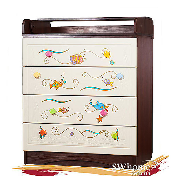 Пеленальный комод Вальтер Аквариум Орех темный - ваниль Пеленальный комод Вальтер Аквариум Орех темный - ваниль-0