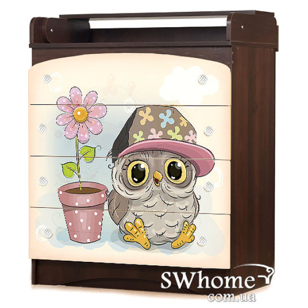 Комод пеленальний Вальтер Сови Горіх темний - ваніль-0