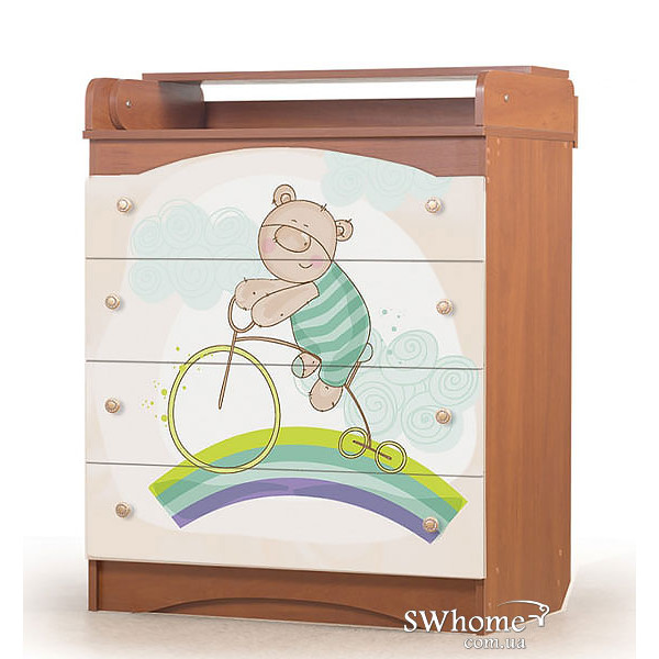 Комод пеленальний Вальтер Ведмедик на веселці Вишня - ваніль Комод пеленальний Вальтер Ведмедик на веселці Вишня - ваніль-0