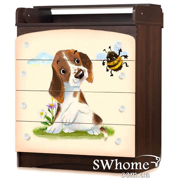 Комод пеленальный Вальтер Дружок Орех темный - ваниль-0