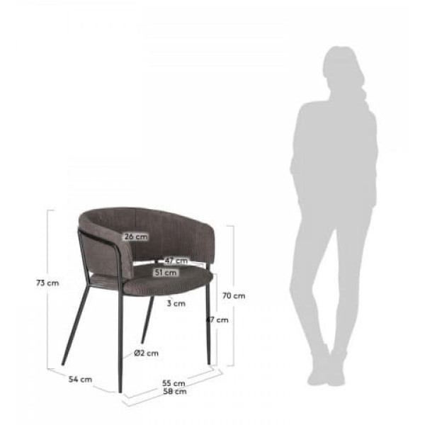 Крісло La Forma KONNIE Сірий вельвет-6