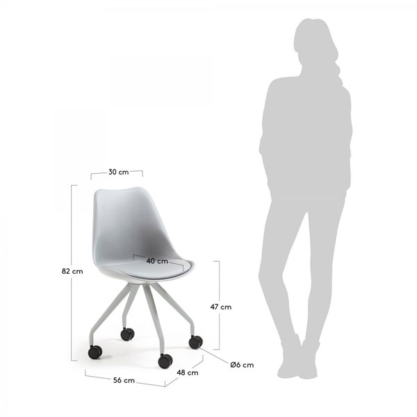 Стілець на коліщатках La Forma Lars пластик Сірий-4