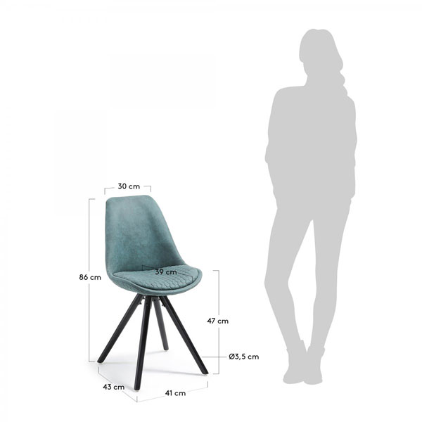 Стілець La Forma Lars Синій тканина чорний-5