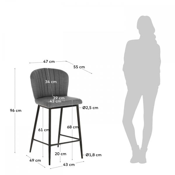 Напівбарний стілець La Forma Madge Сірий-1