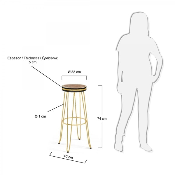 Барний стілець La Forma FARLEY Чорно-золотий-2