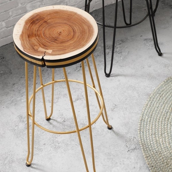 Барний стілець La Forma FARLEY Чорно-золотий-4