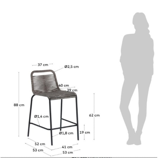 Напівбарний стілець La Forma GLENVILLE Сірий-5