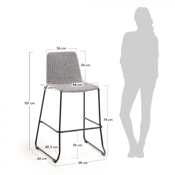 Барный стул La Forma MEGGIE Светло-серый-4