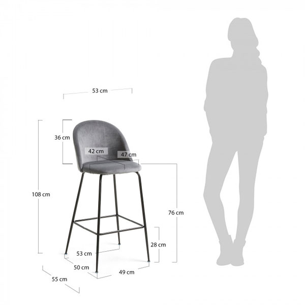Барний стілець La Forma MYSTERE Сірий-1