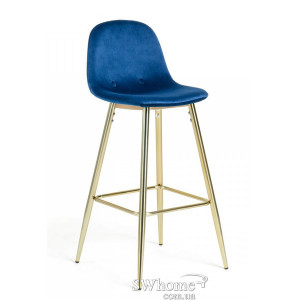 Барний стілець La Forma NILSON Синій велюр