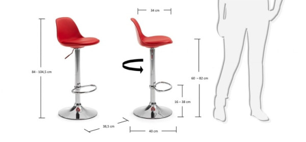 Барный стул La Forma ORLANDO-T Красный-1