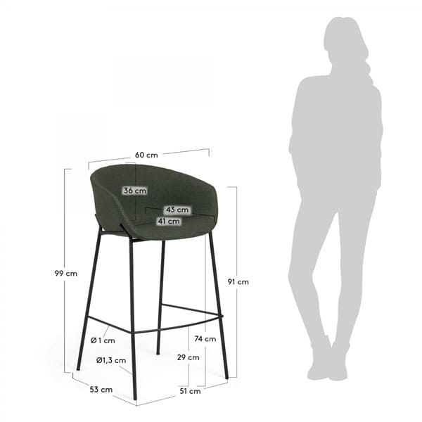Барний стілець La Forma ZADINE Темно-зелена повсть-5