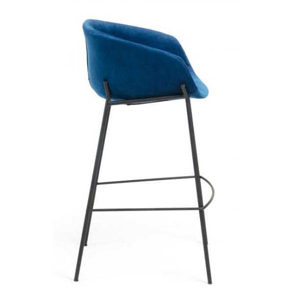 Барний стілець La Forma ZADINE Темно-синій велюр-1