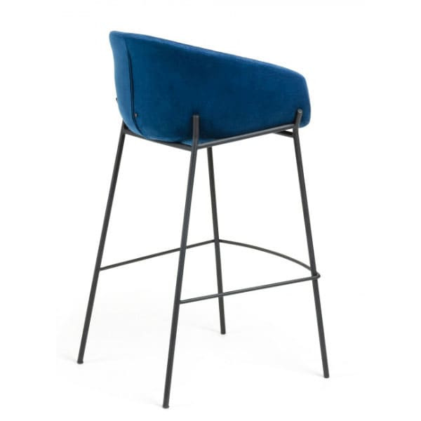 Барний стілець La Forma ZADINE Темно-синій велюр-6