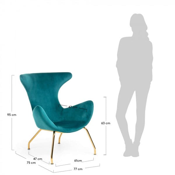 Кресло La Forma VANDA Бирюзовое CC0893J19-5