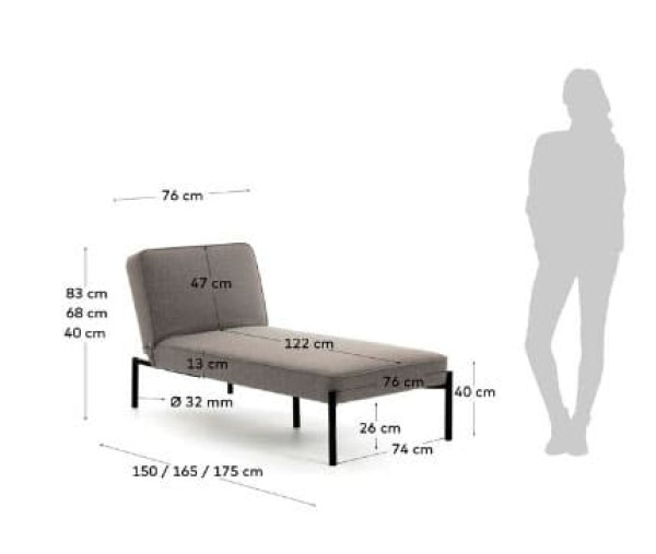 Крісло-шезлонг La Forma Nelki Сіре S626J03-9