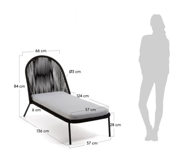 Крісло-шезлонг La Forma STAD Чорне CC0722S01-4