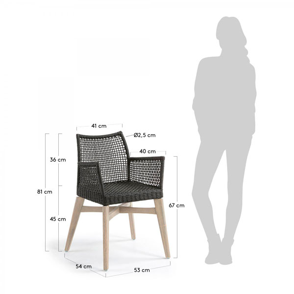 Кресло La Forma RODINI Темно-серый-5