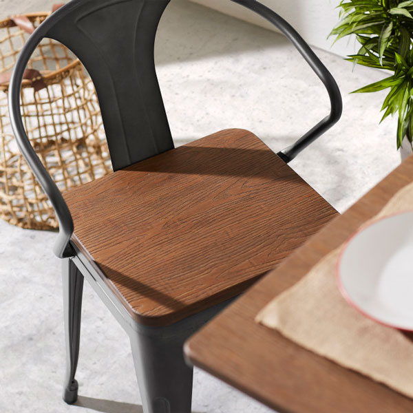 Стул с подлокотниками La Forma MALIBU Темно-серый-3