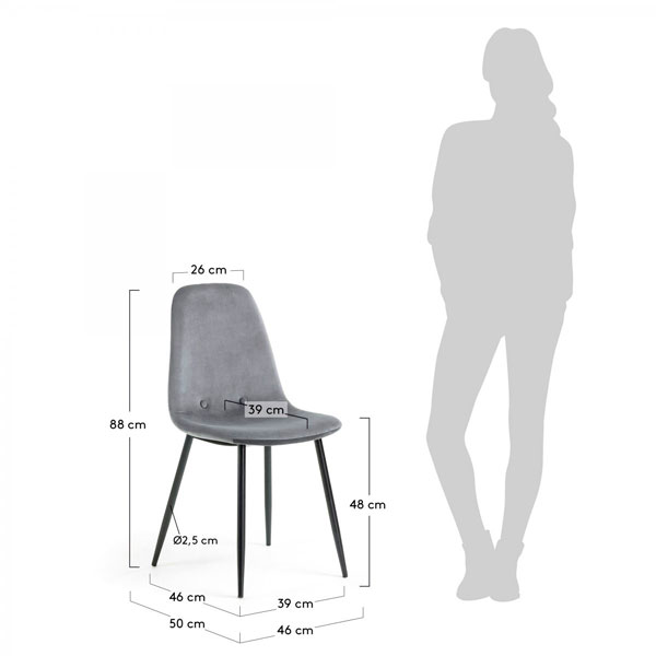 Стілець La Forma LISSY Темно-сірий велюр-5