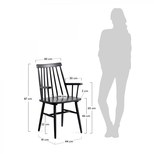 Крісло з підлокітниками La Forma KRISTIE Чорний-4