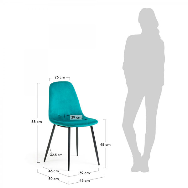 Стул La Forma LISSY Бирюзовый велюр-5