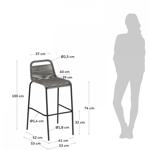 Барный стул La Forma GLENVILLE Серый-7