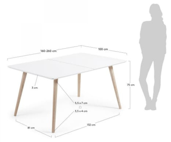 Розкладний обідній стіл La Forma QUATRE C887L05-1