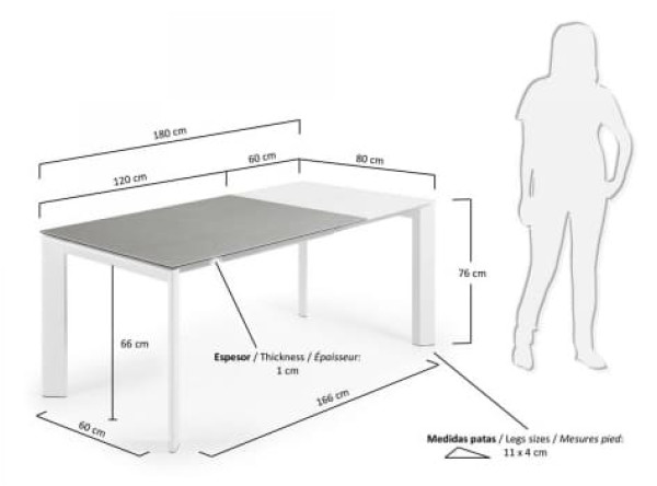 Раскладной обеденный стол La Forma ATTA 120 - 180 СМ CC0178HP-1