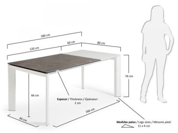 Розкладний обідній стіл La Forma ATTA 120 - 180 СМ CC0178VC-1