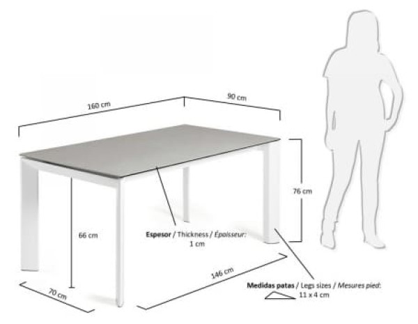 Раскладной обеденный стол La Forma ATTA 160 - 220 СМ CC0180HP-1