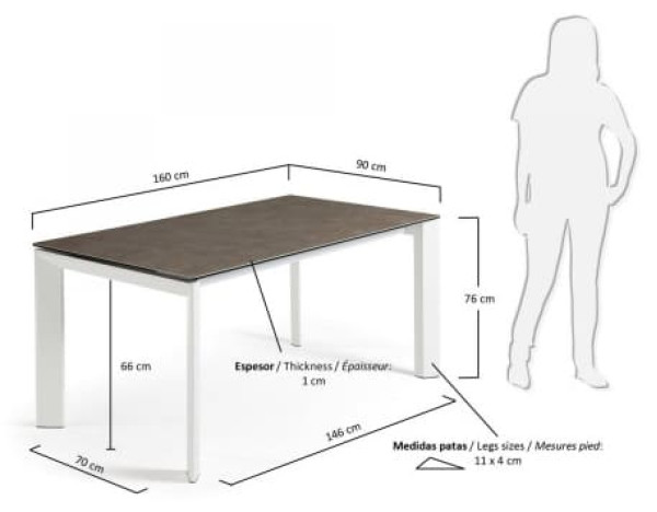 Раскладной обеденный стол La Forma ATTA 160 - 220 СМ CC0180VC-1