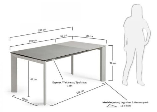 Раскладной обеденный стол La Forma ATTA 120 - 180 СМ CC0181HP-1