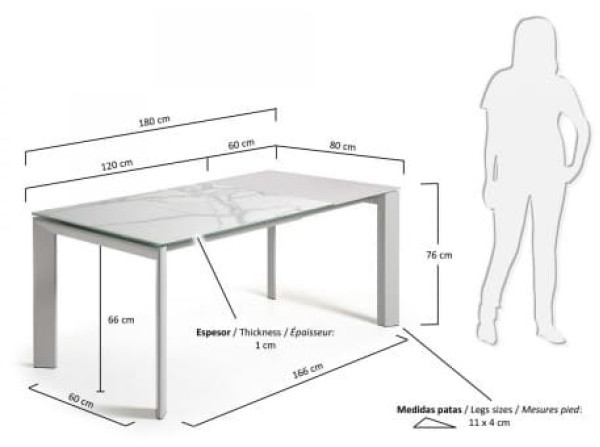 Раскладной обеденный стол La Forma ATTA 120 - 180 СМ CC0181K05-1