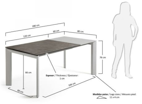 Розкладний обідній стіл La Forma ATTA 120 - 180 СМ CC0181VC-1