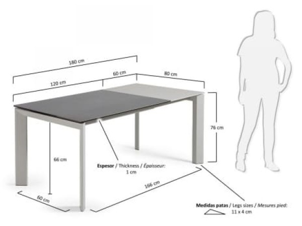 Розкладний обідній стіл La Forma ATTA 120 - 180 СМ CC0181VR-1