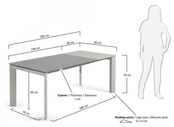 Раскладной обеденный стол La Forma ATTA 140 - 200 СМ CC0182C03-1