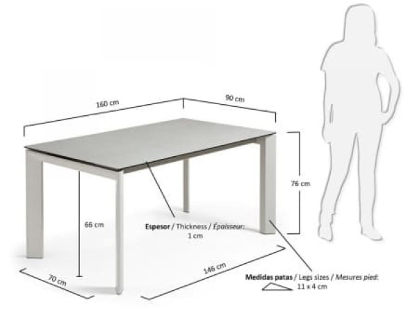 Раскладной обеденный стол La Forma ATTA 160 - 220 СМ CC0183HP-1