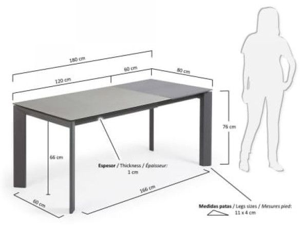 Раскладной обеденный стол La Forma ATTA 120 - 180 СМ CC0184HP-1