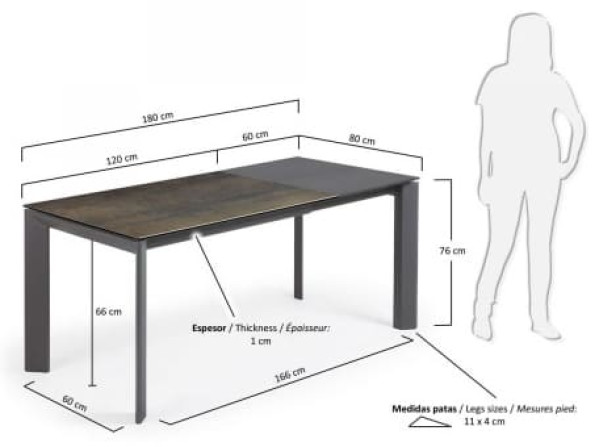 Раскладной обеденный стол La Forma ATTA 120 - 180 СМ CC0184K09-1